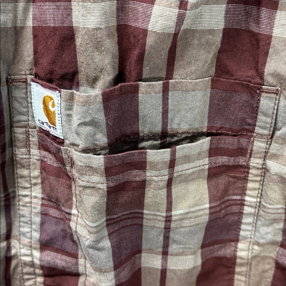 Carhartt relaxed fit  full button down Plaid long sleeve Shirt  double pocket XL - Picture 8 of 10